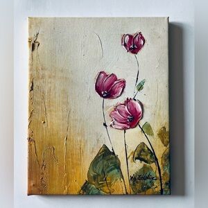 Original Floral Oil Painting on Stretched Canvas - 10x8" ,Signed Original